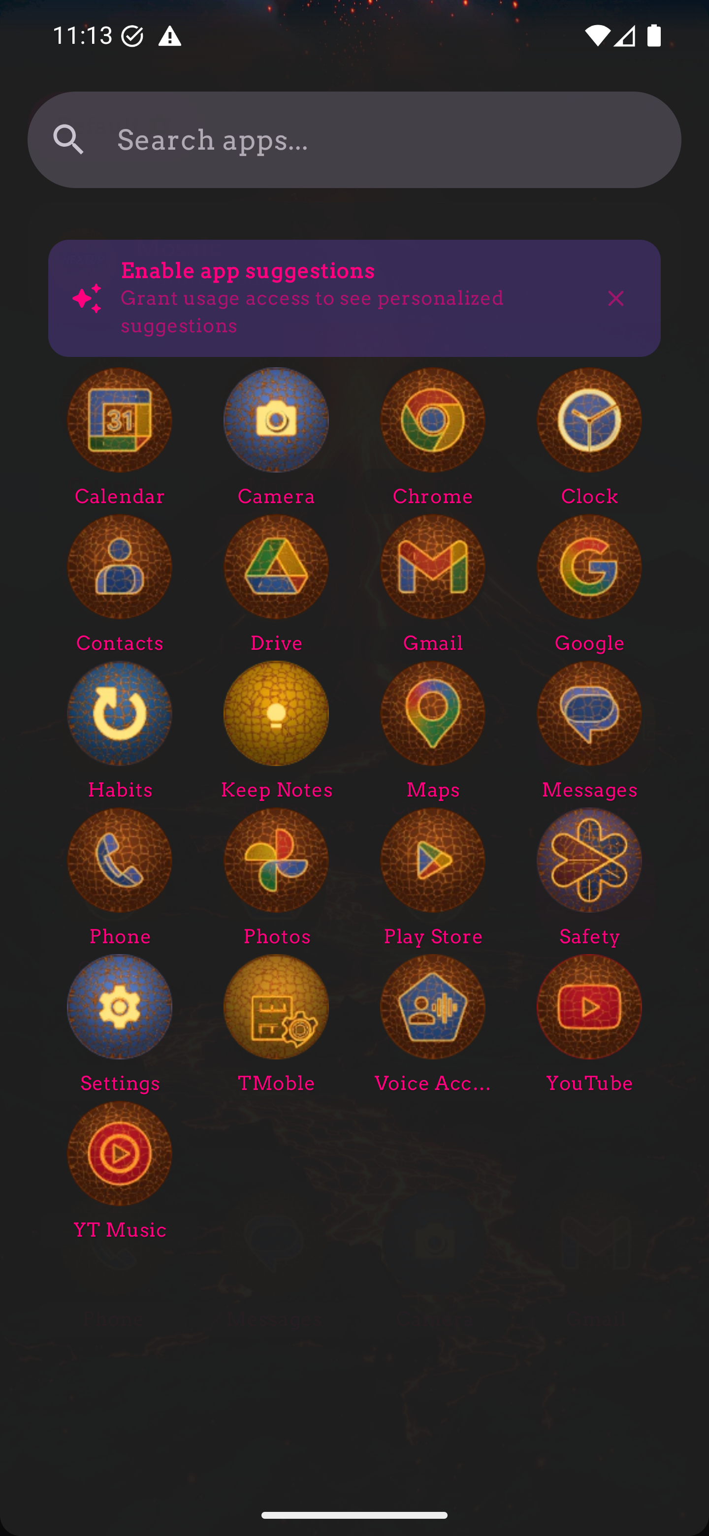 App drawer with themed icons applied
