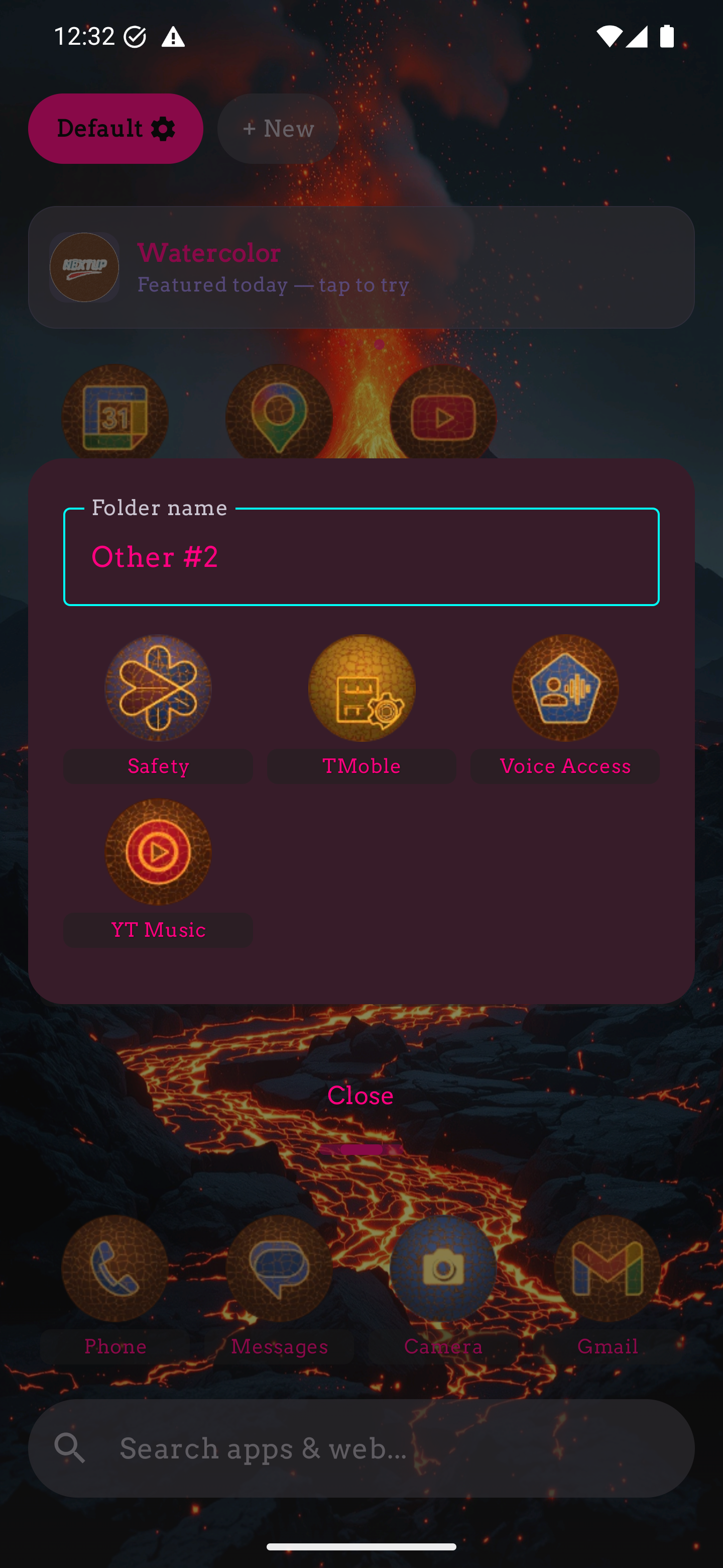 An open folder with themed icons